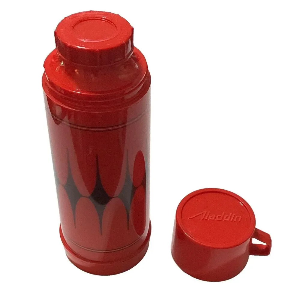 Aladdin 1 qt Vacuum Flask Thermos Insulated w/ Twist Lid, Red/Black 032C